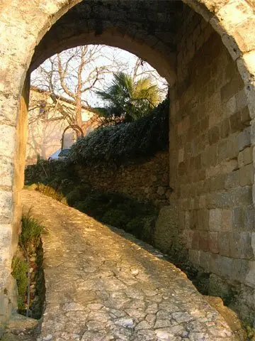 Passage voûté en pierre et calade